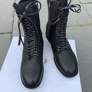 NEW Black leather combat boots